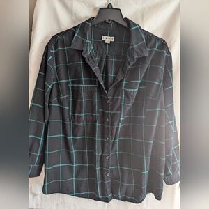 Black and Green Plaid Flannel Shirt